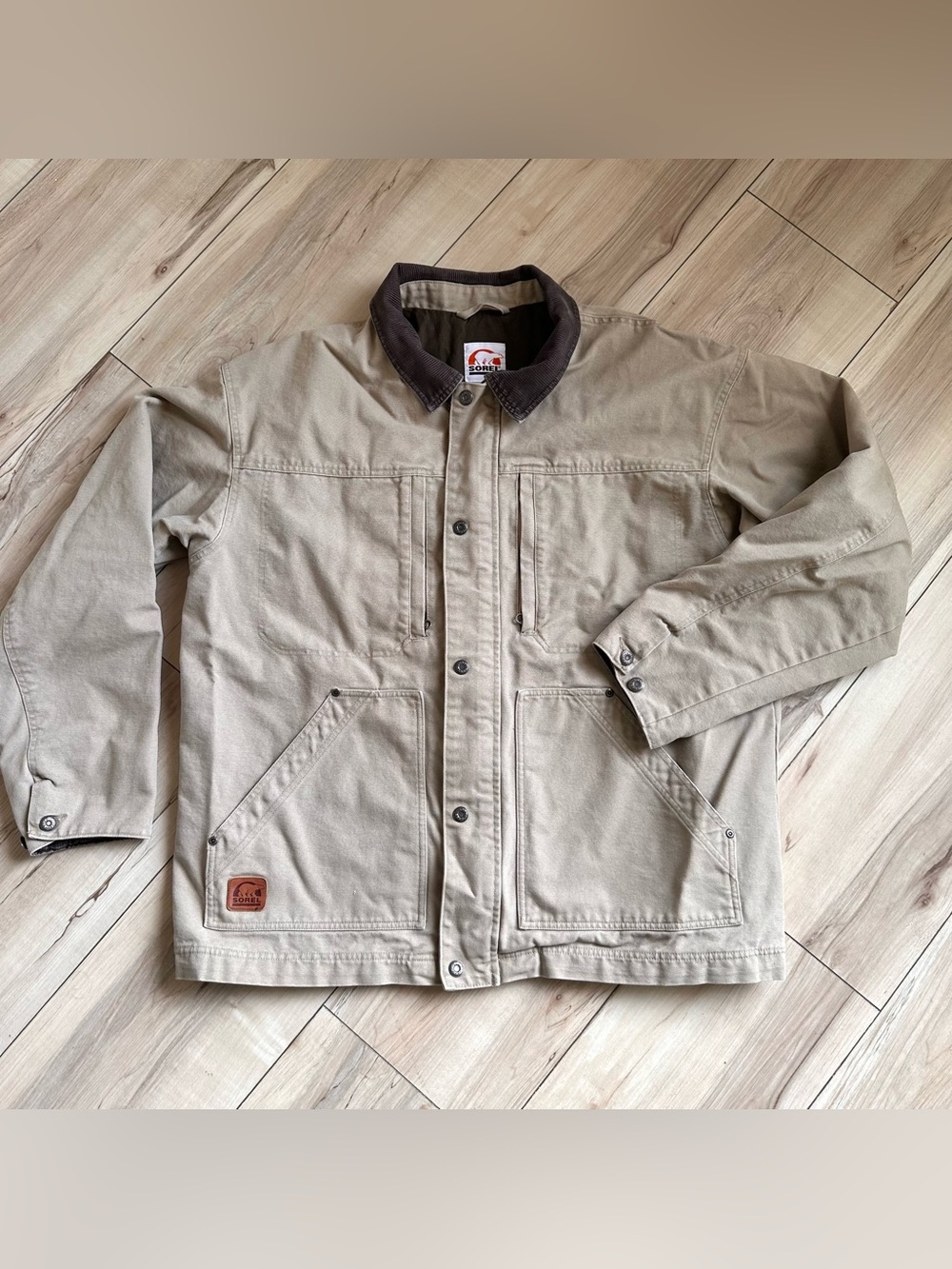 Sorel Jacket Mens XL Stone Canvas Chore Coat Insulated Workwear Workmans